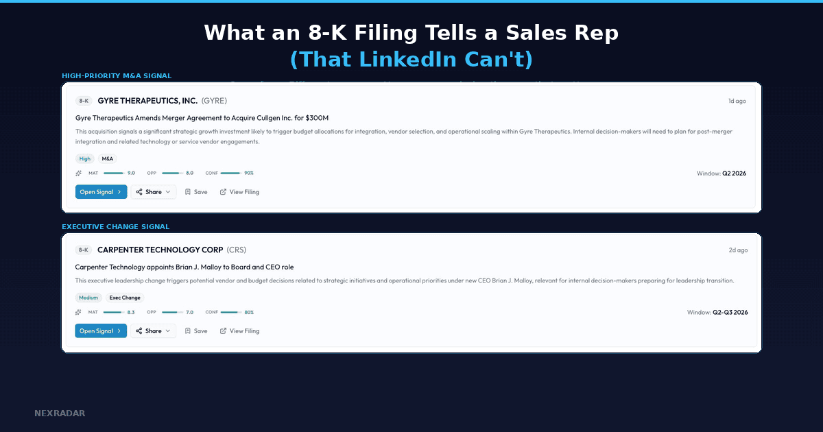 What an 8-K Filing Tells a Sales Rep (That LinkedIn Can't)